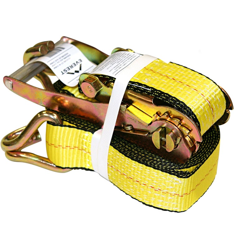 Everest Premium Ratchet Tie Down â€“ 1 PK â€“ 2 IN â€“ 27 FT â€“ 3333 LBS Working Load â€“ 10000 LBS Break Strength â€“ Double J Hook â€“ Cargo Straps Perfect for Moving Appliances, Lawn Equipment and Motorcycles - Image 4